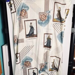 Vtg 80s Regency Lady Print Fabric Approx 78"L x 54"W French Script Dress Scene